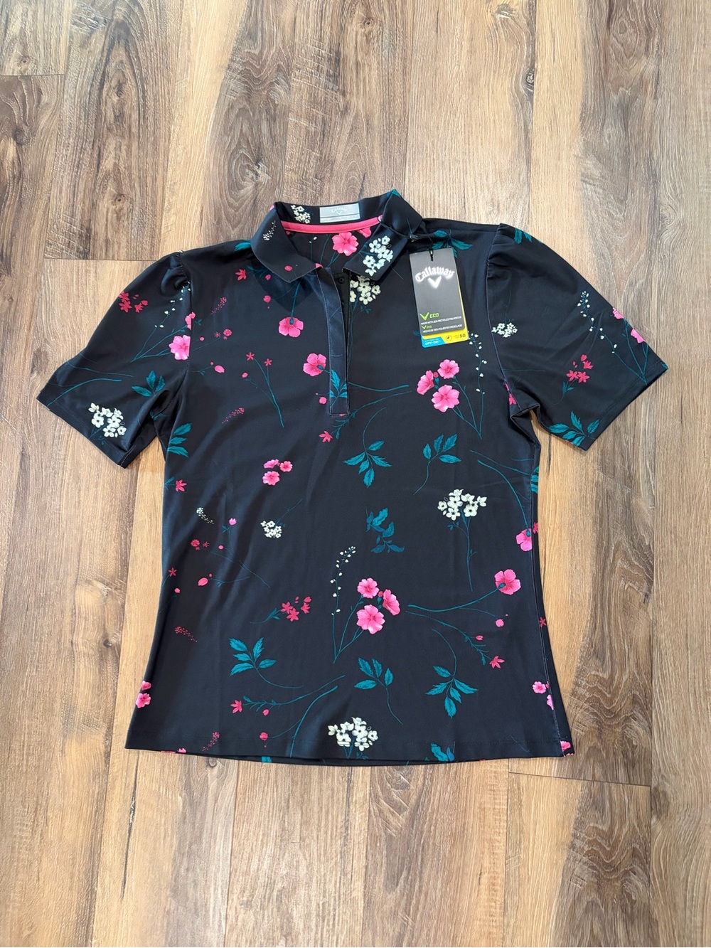 Callaway Women's Black Botanical Polo Top